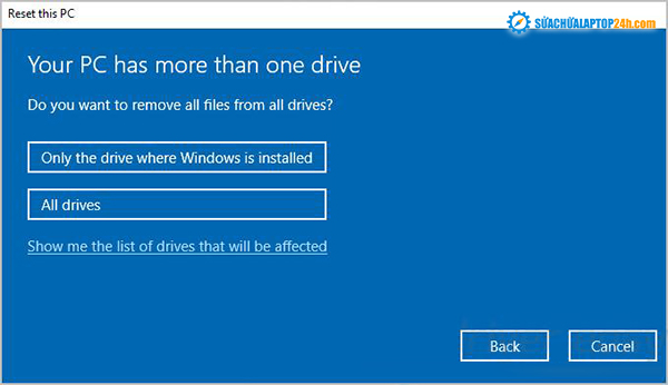Chọn only the drive where Windows is installed